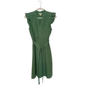Monteau Green Polka Dot Midi Wrap Dress